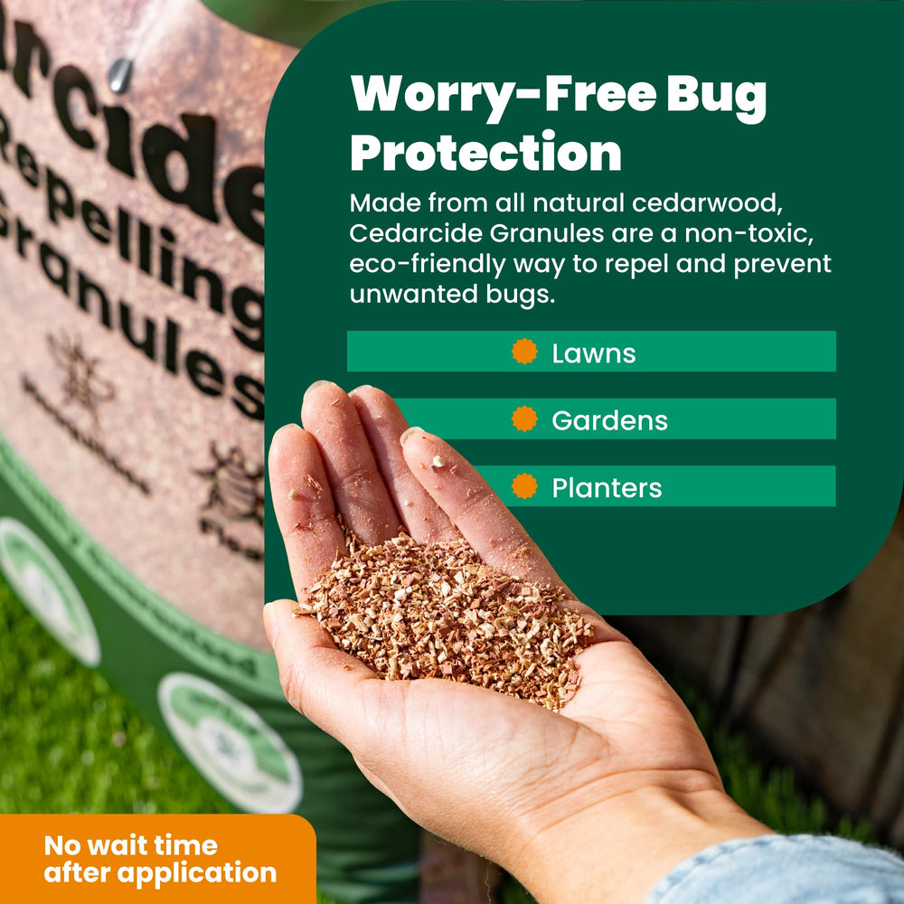 Perimeter application around patio and yard edge with Cedar Granules