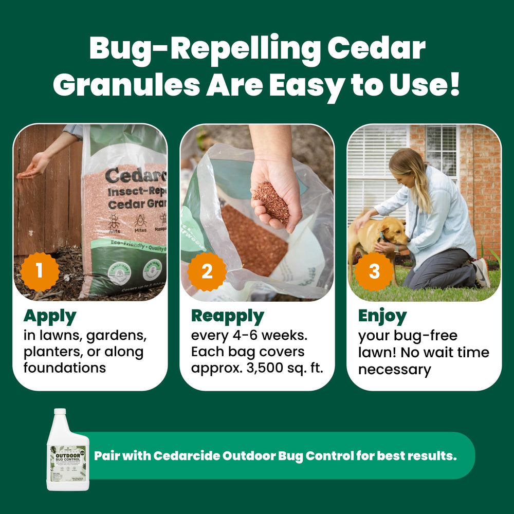 Granules spread in garden illustrating use to deter pests