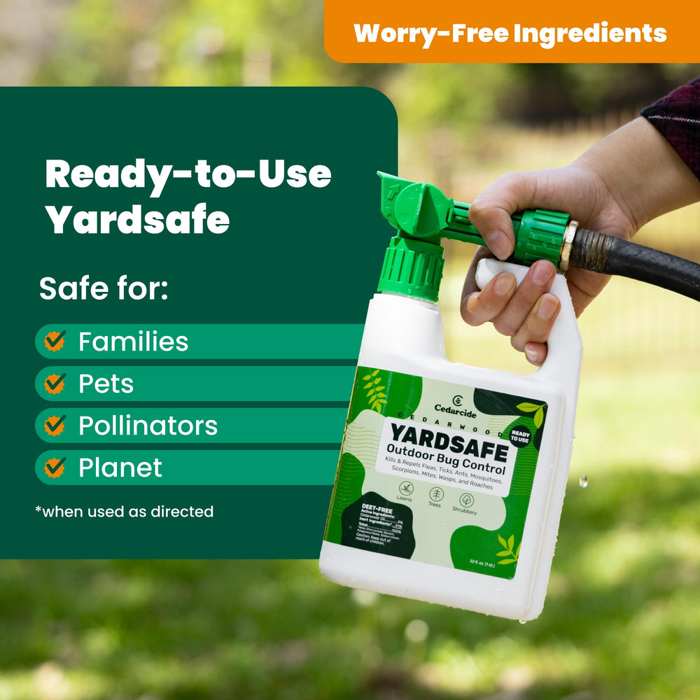 Cedarcide YardSafe coverage up to 5,000 sq ft for larger yards.