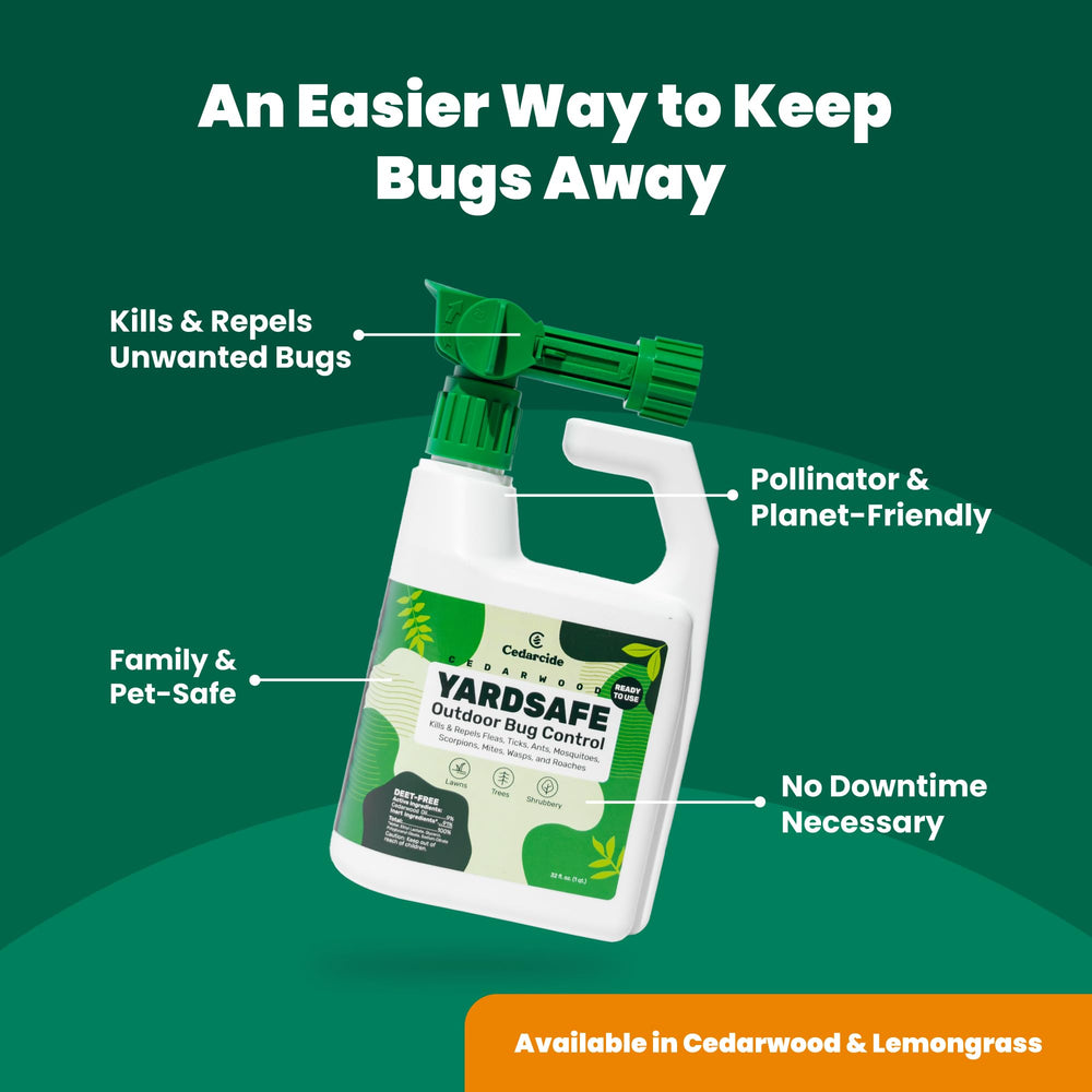 Cedarcide YardSafe pet-friendly use highlights family-safe outdoor protection.