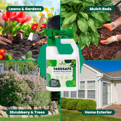 Cedarcide YardSafe spraying action demonstrates quick treatment across lawns.