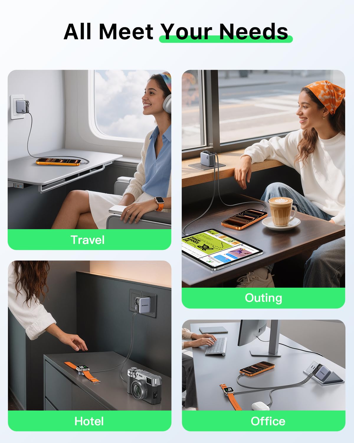 CEDBORR Herrbolai 30W 3-in-1 in hotel room charging multiple devices.
