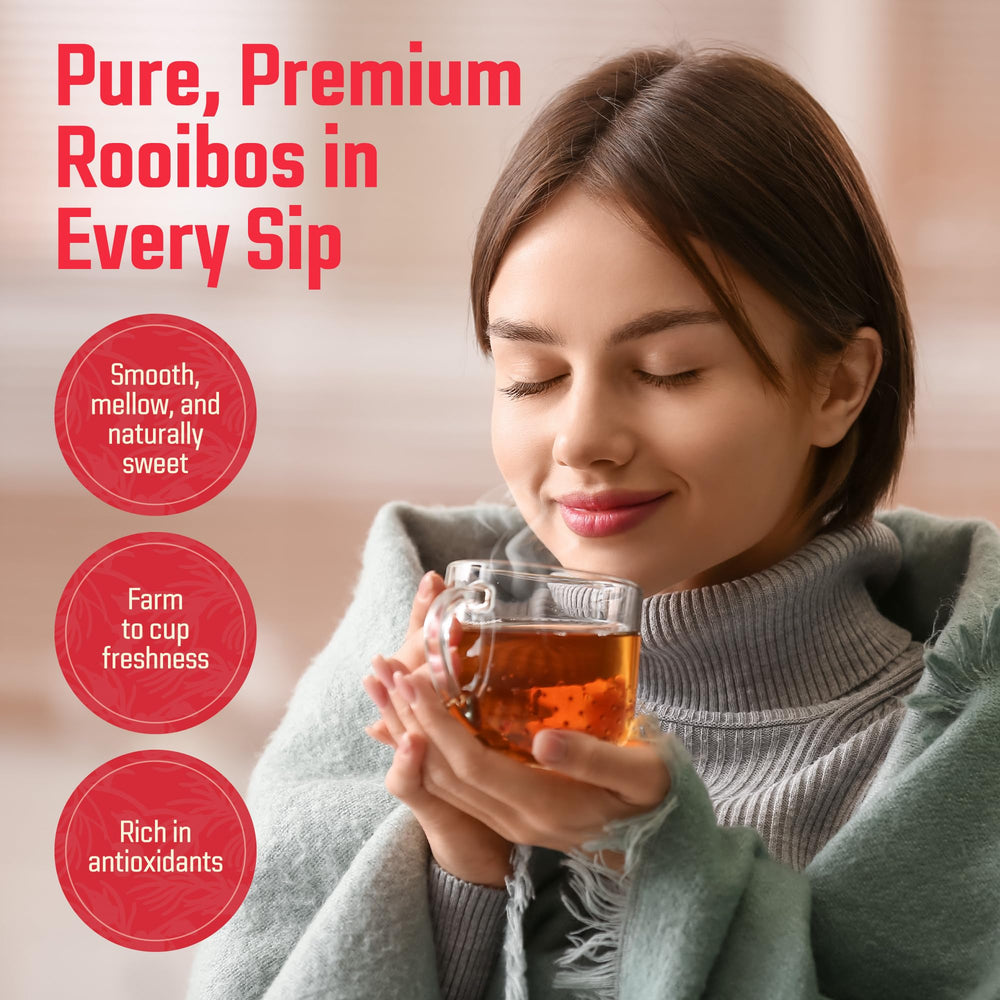 Cederberg Rooibos brewed cup shows deep amber color and full-bodied flavor.