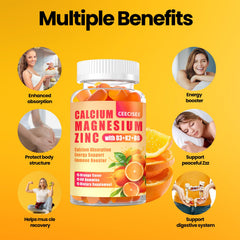 Ceecisee calcium magnesium zinc gummies texture closeup reveals chewy citrus bite.