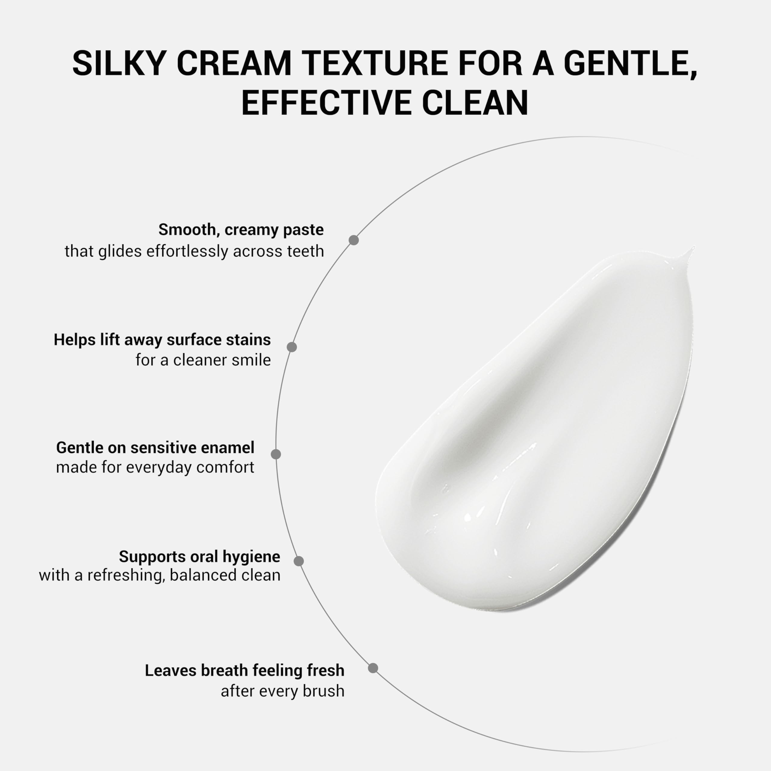 CEELIKE enamel-strengthening toothpaste swatch demonstrates gentle care for sensitive teeth.