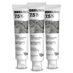 CEELIKE hydroxyapatite toothpaste tube closeup highlighting enamel-strengthening action.