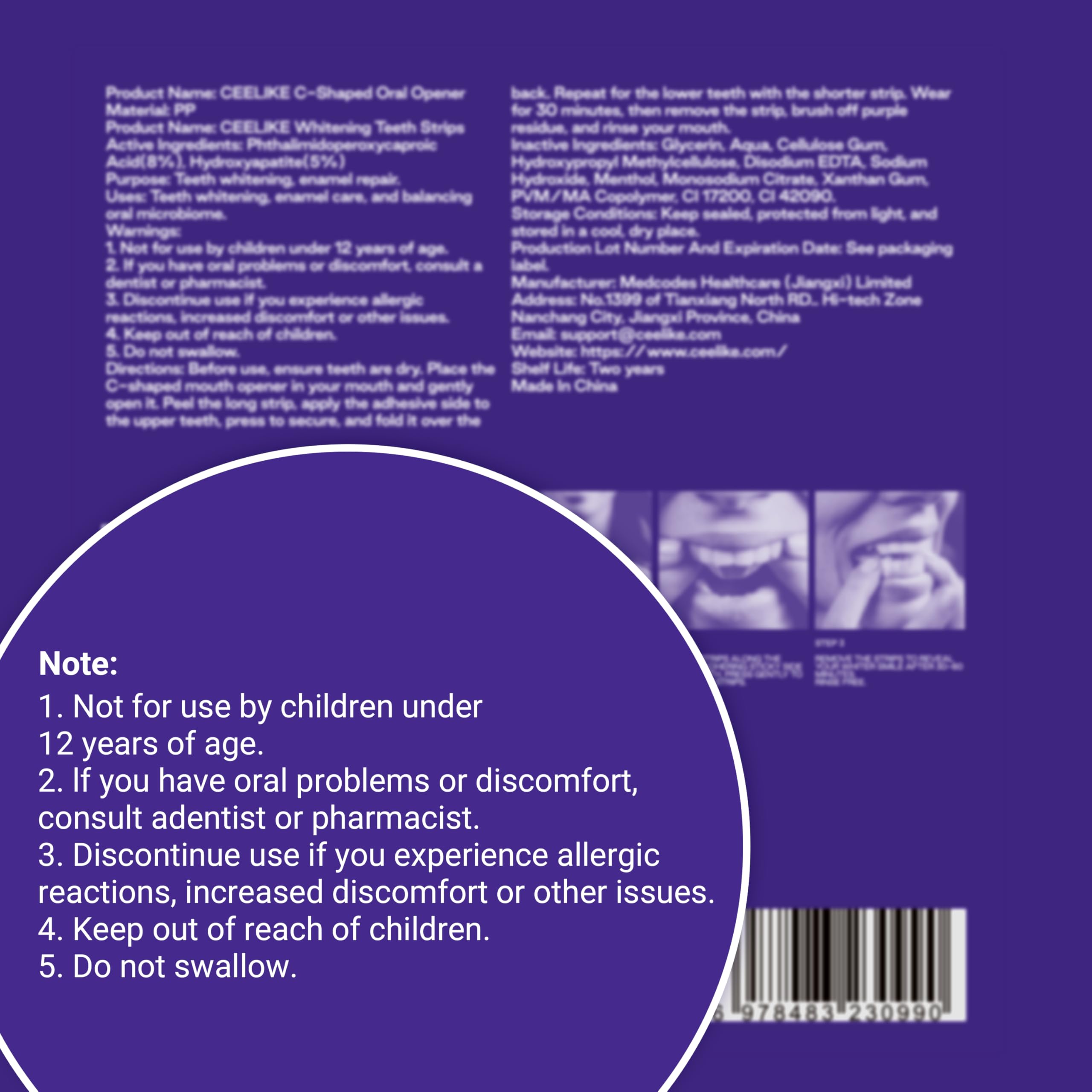 CEELIKE strips on teeth close-up highlight enamel-safe benefits