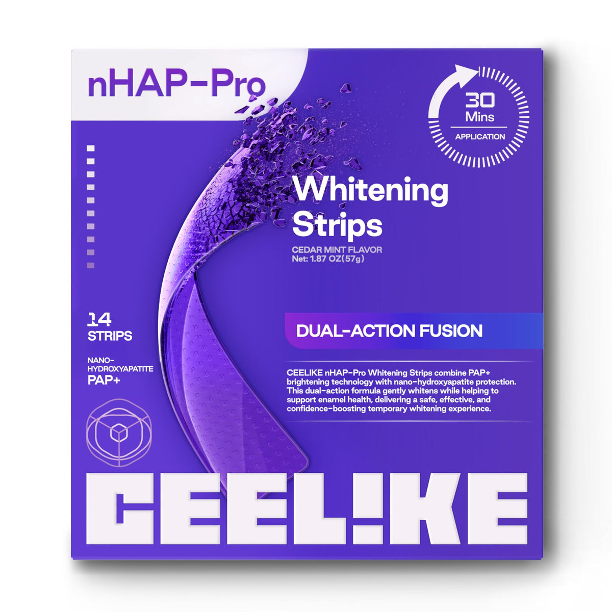 CEELIKE Teeth Whitening Strips pack front with seven treatments for a brighter smile