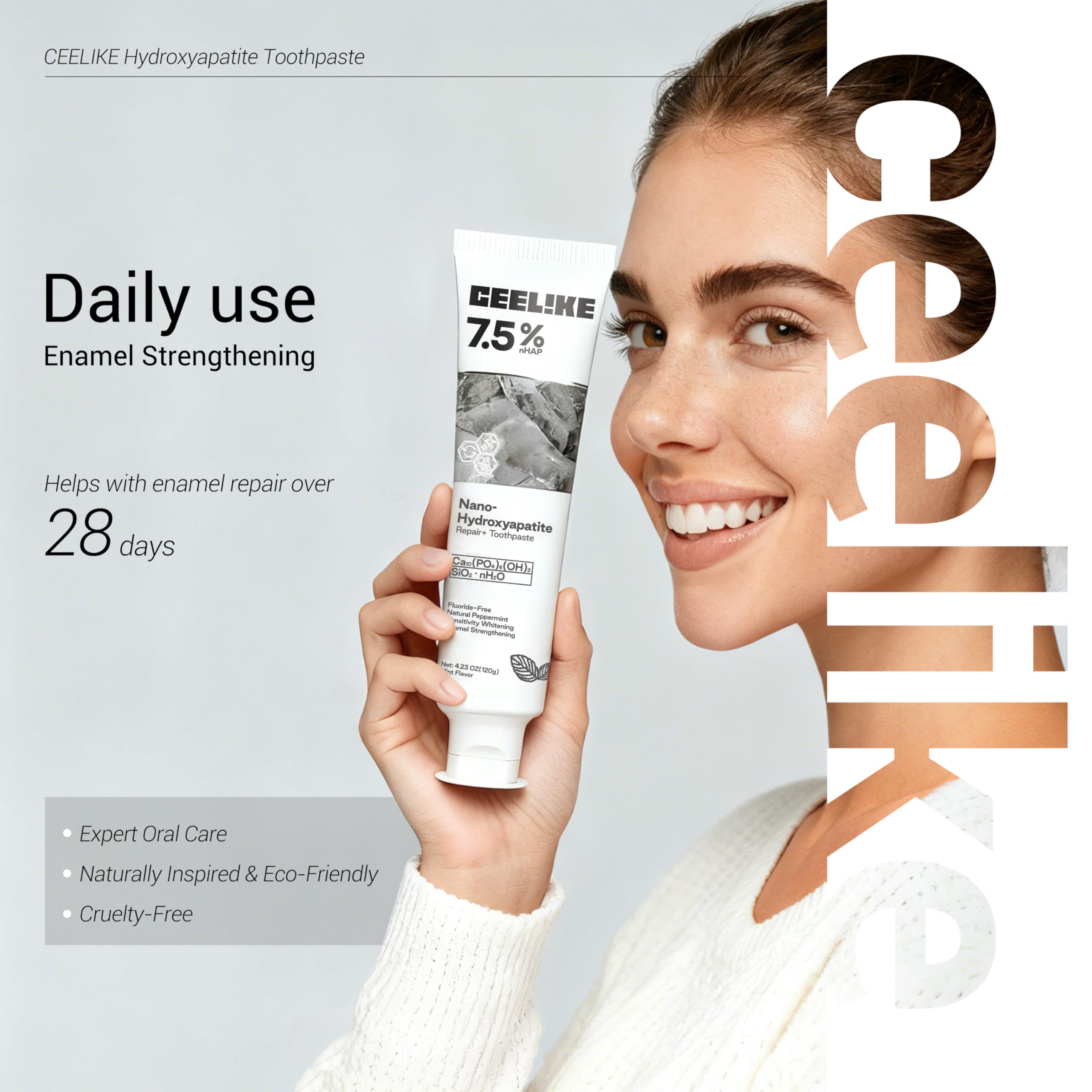 CEELIKE toothpaste tube being squeezed illustrates convenient brushing routine.