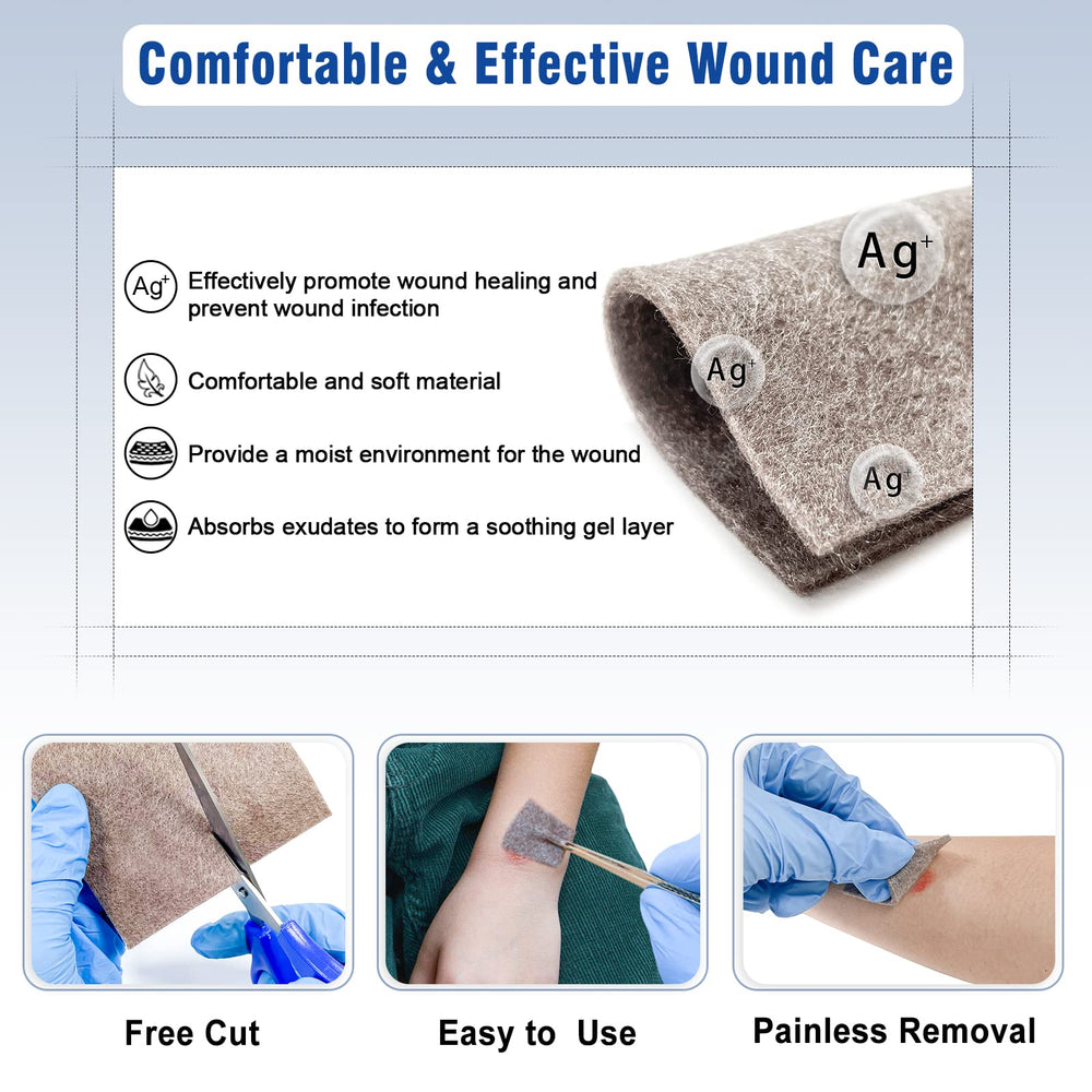 Ceeport Ag 4x4 dressing forms a soft gel with wound fluid for moisture balance.