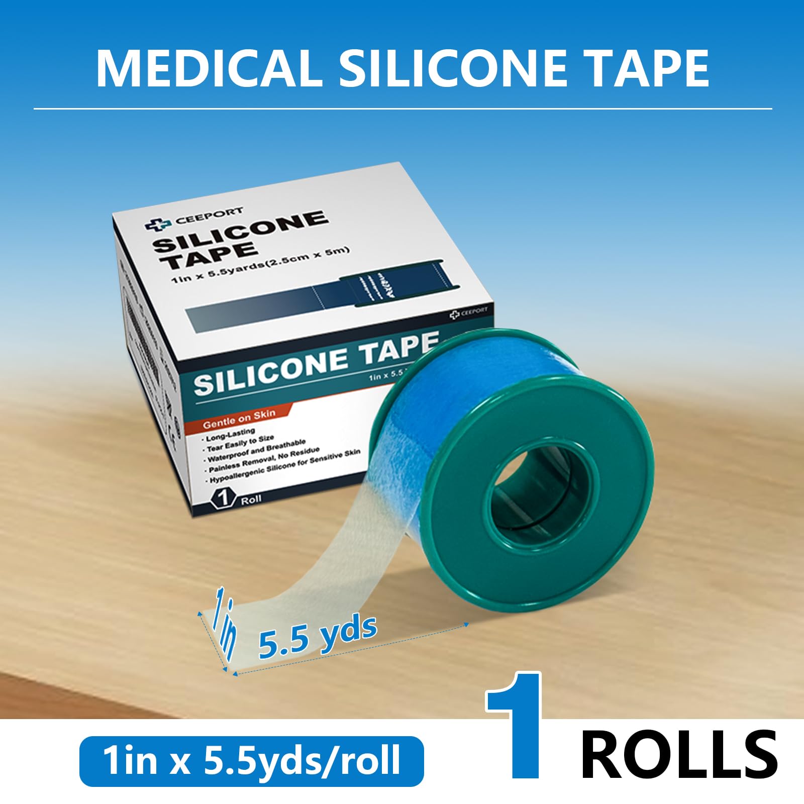 Ceeport tape keeps dressings and tubing secure during activity.