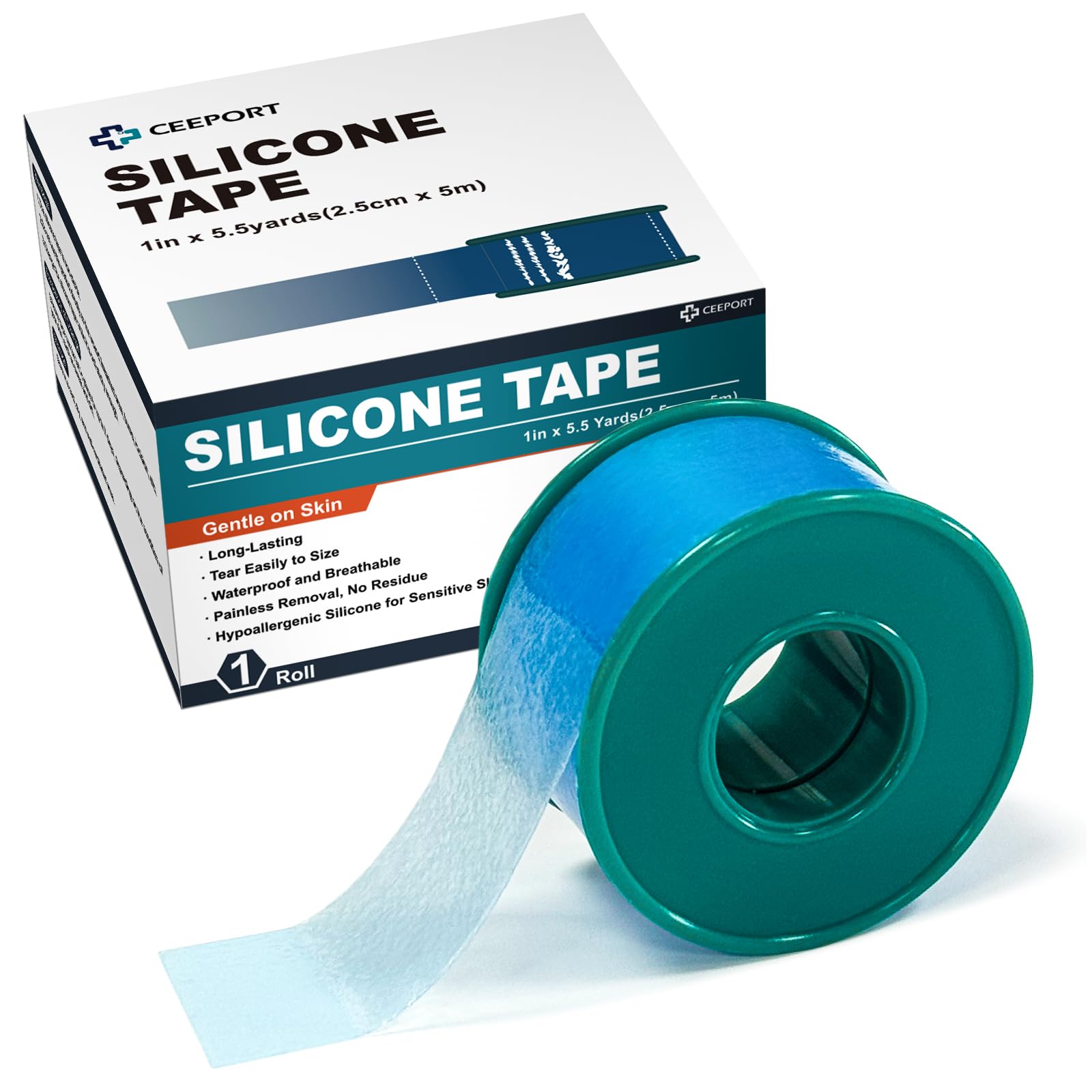 Ceeport Soft Silicone Tape on skin with gentle adhesion for sensitive skin.