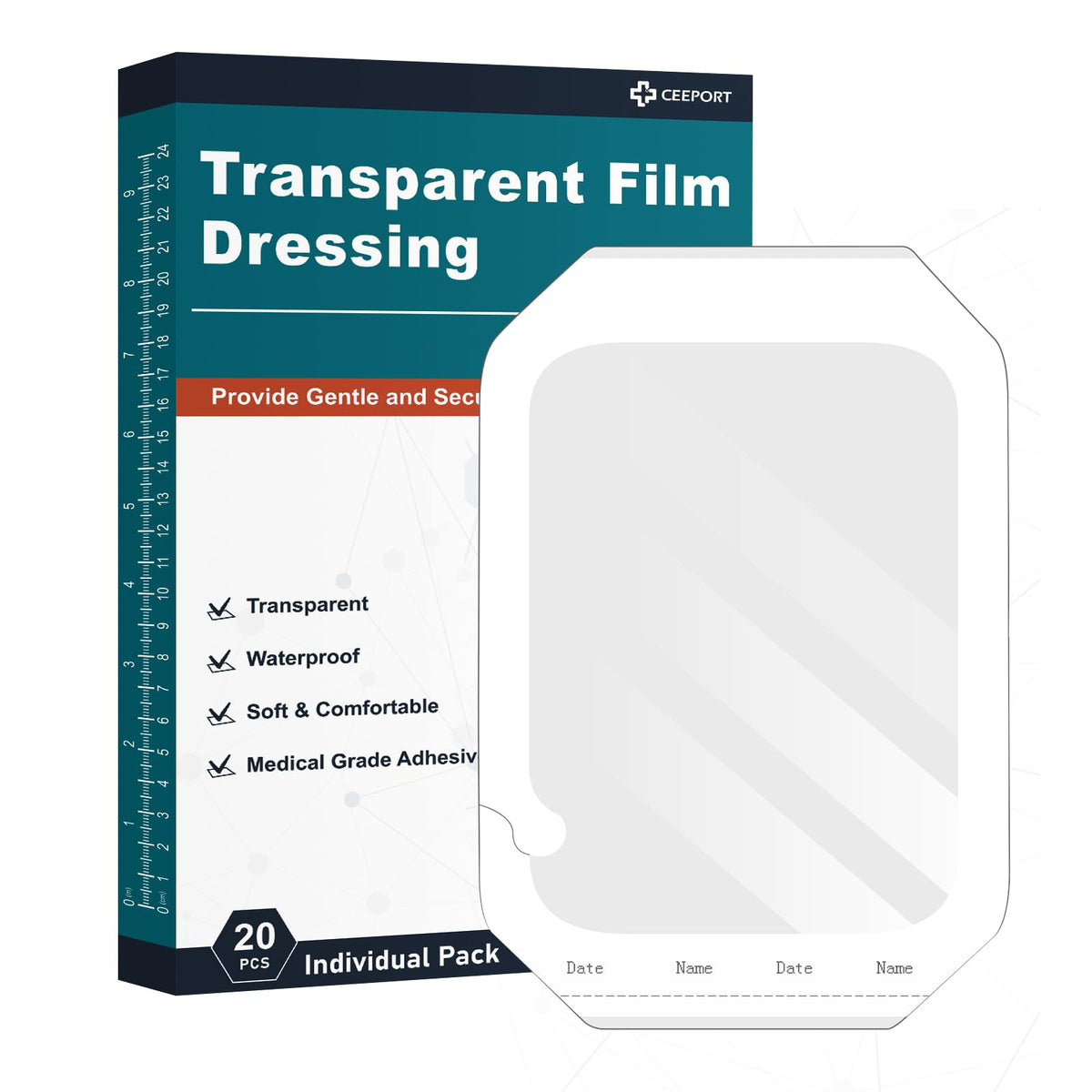 Ceeport transparent dressing 6x8 inch close-up provides discreet wound protection.
