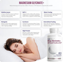 CELCLENE Magnesium Glycinate+ capsules ready for nightly use.