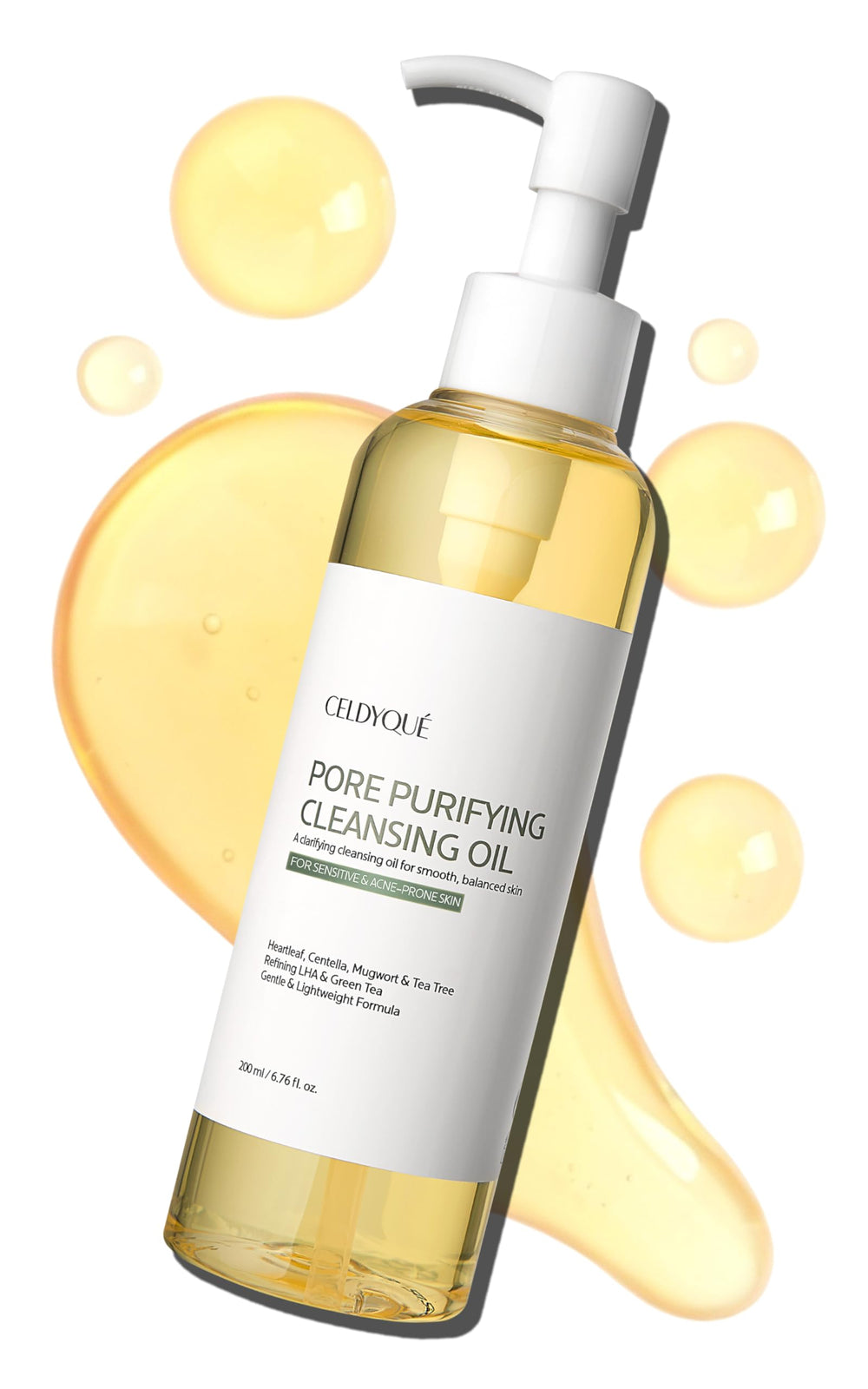 CELDYQUE Pore Purifying Cleansing Oil bottle pour to remove makeup gently.