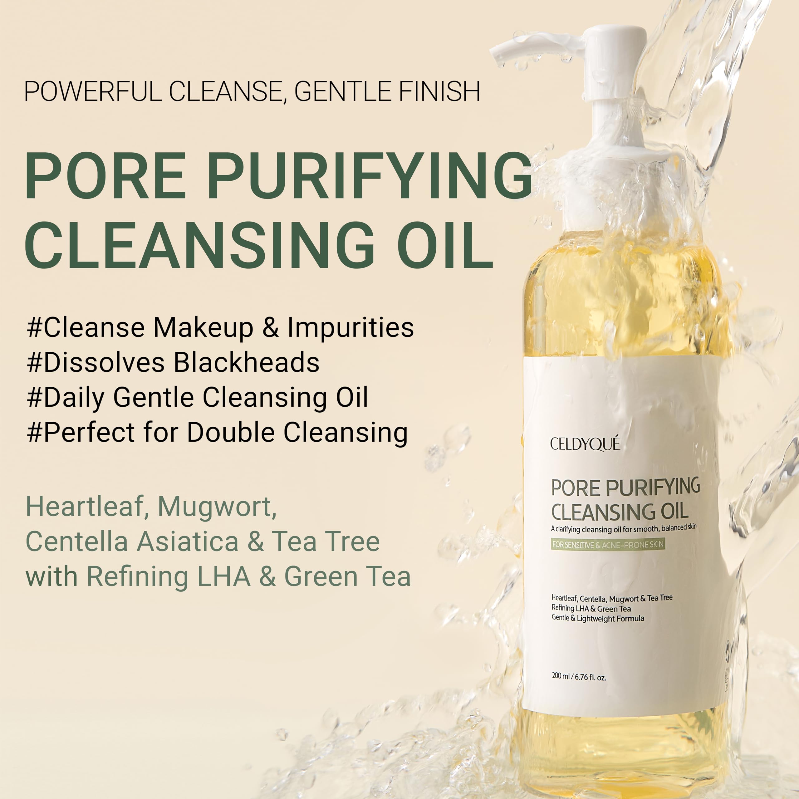 CELDYQUE cleansing oil emulsion milk texture for easy rinse.