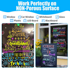 Celepen neon colors on glass surfaces for standout displays.