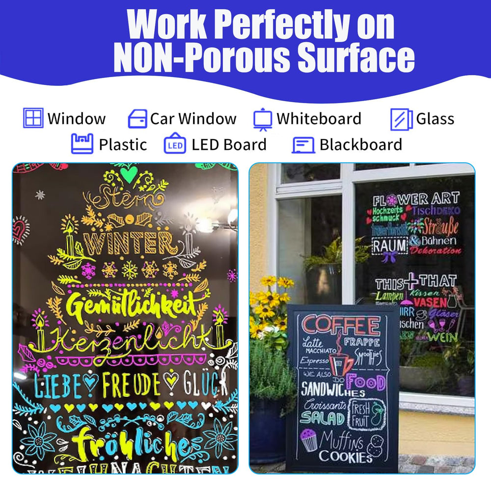 Celepen markers work on glass, mirrors, whiteboards, and more