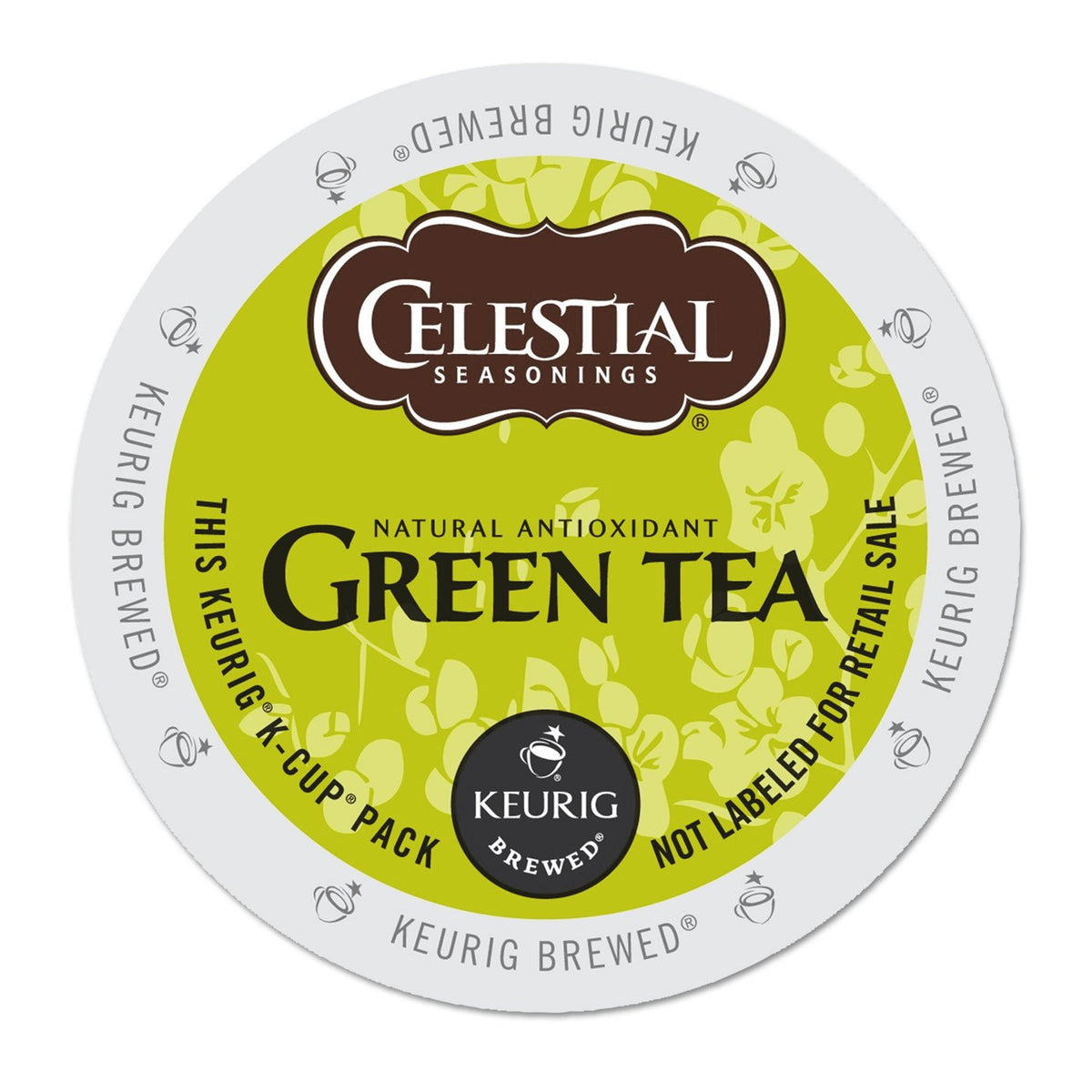 Celestial Seasonings authentic green tea K-Cup box front for quick, flavorful brews.