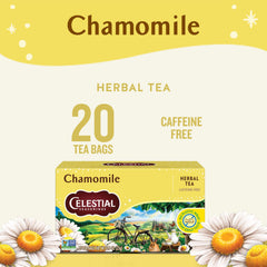 Celestial Seasonings Chamomile Tea golden infusion with soft aroma.