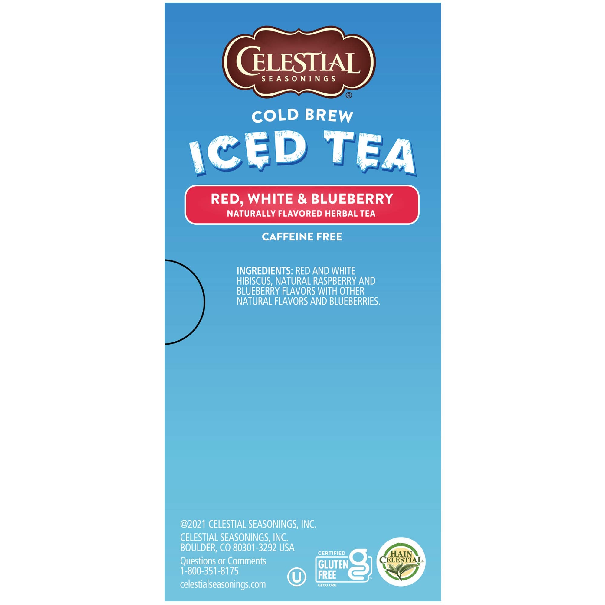 Celestial Seasonings cold brew tea bag in glass ready to pour