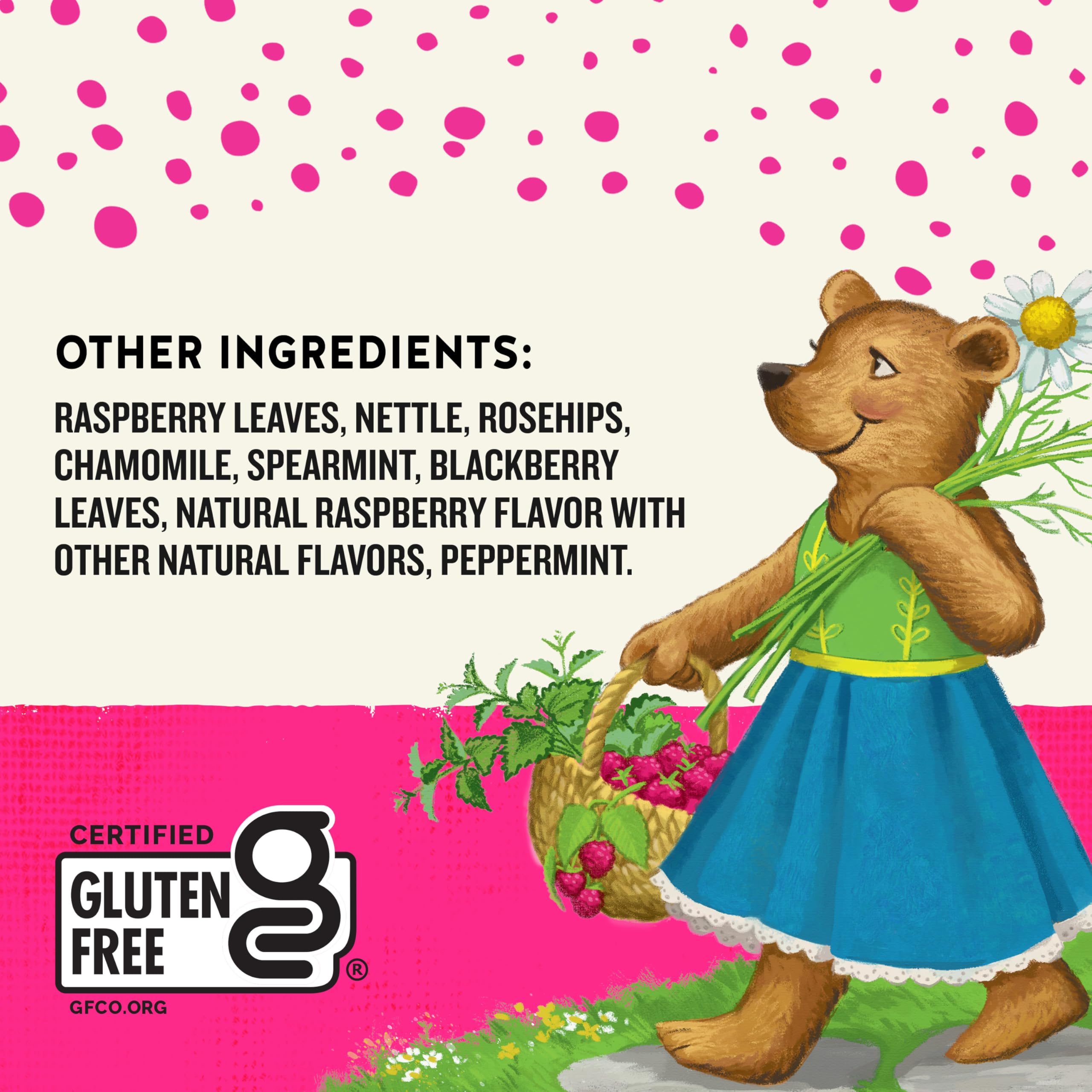 Celestial Seasonings Raspberry Leaf box front communicates a wellness-focused product.