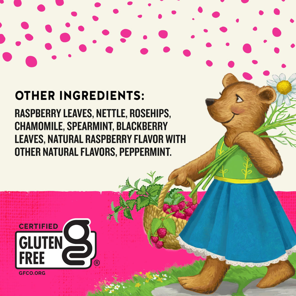 Celestial Seasonings Raspberry Leaf box front communicates a wellness-focused product.