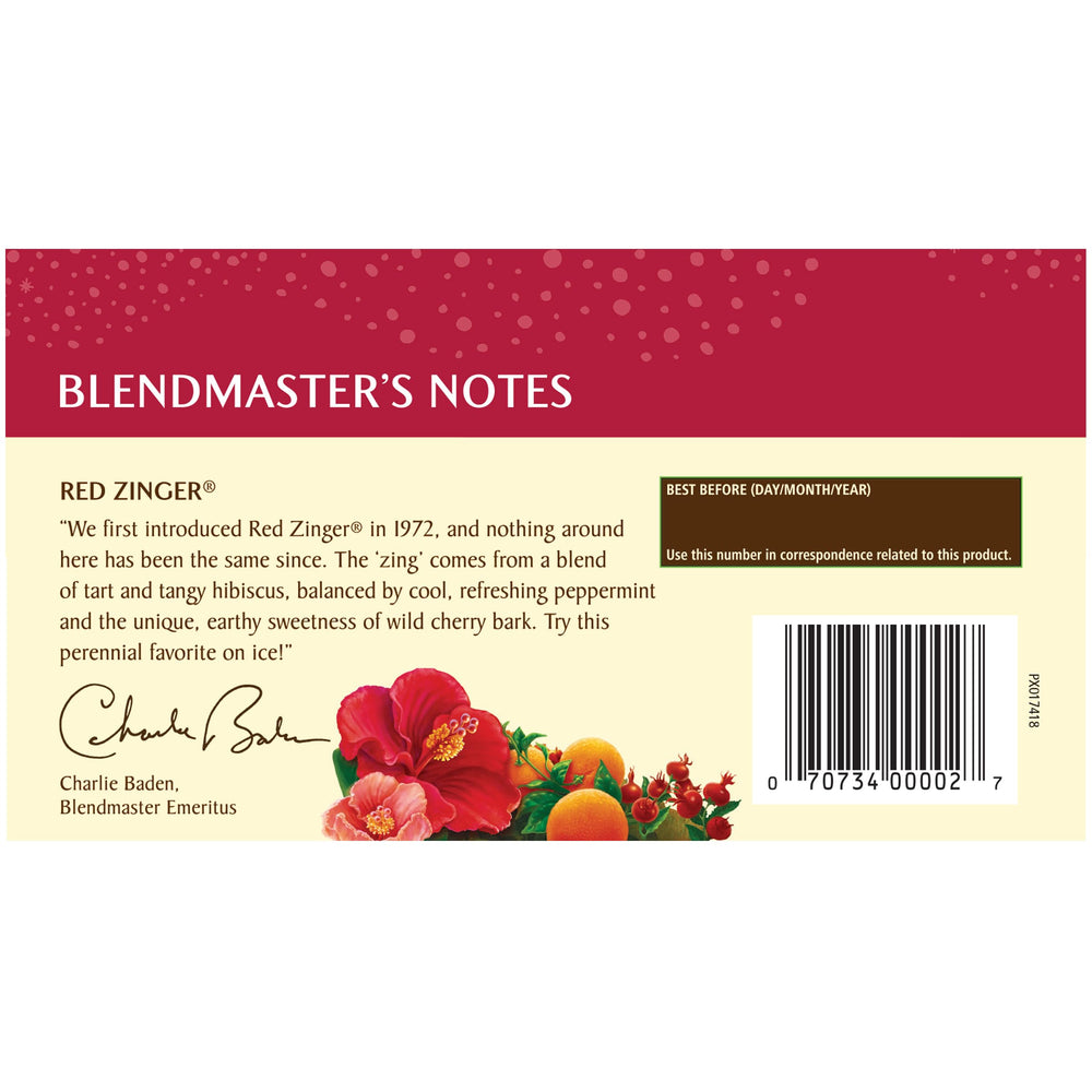 Celestial Seasonings Red Zinger tea bags packaging for eco-conscious homes