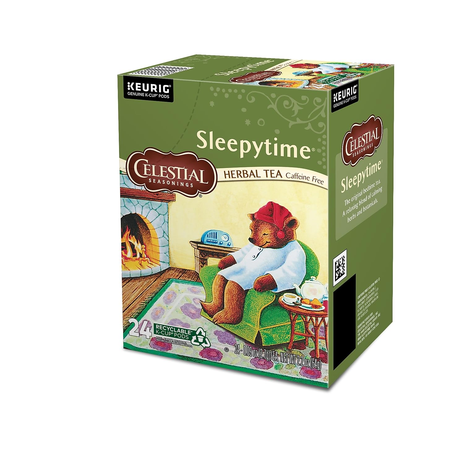 Box and mug display emphasizes convenient, caffeine-free tea for evenings