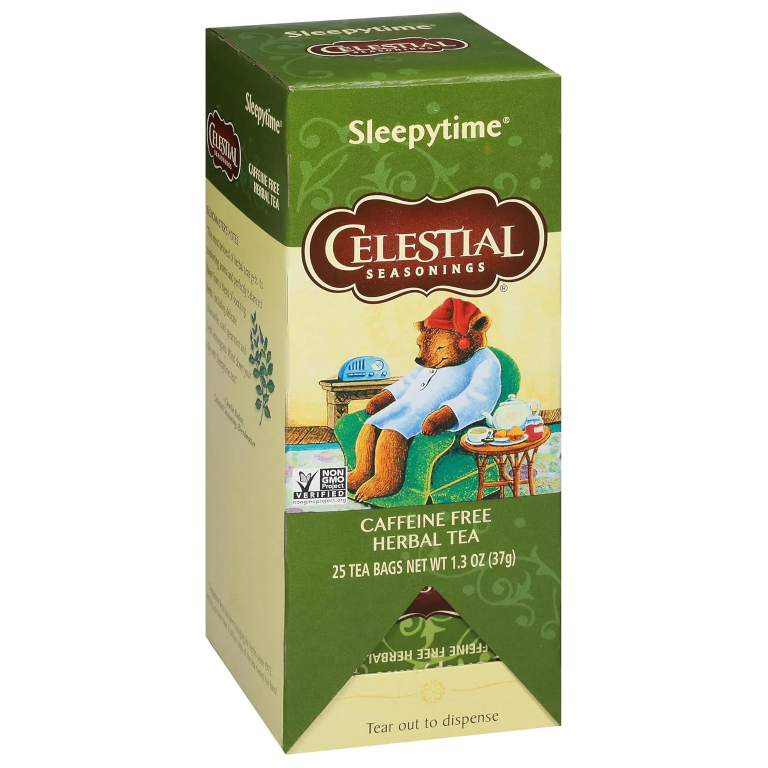 Celestial Seasonings Sleepytime chamomile blossoms with lemongrass evoke calm.