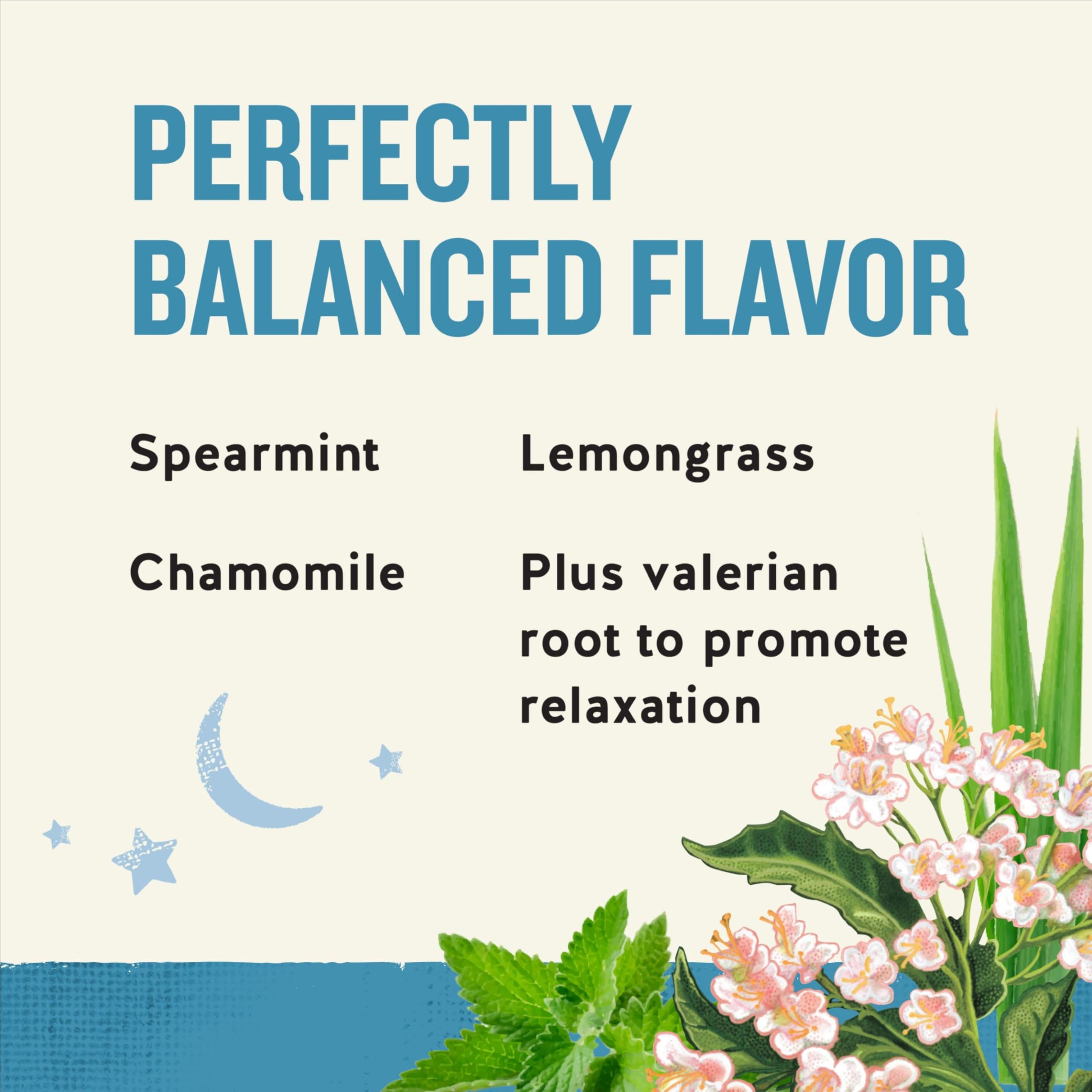 Close-up of Sleepytime Extra box spine highlights natural ingredients.
