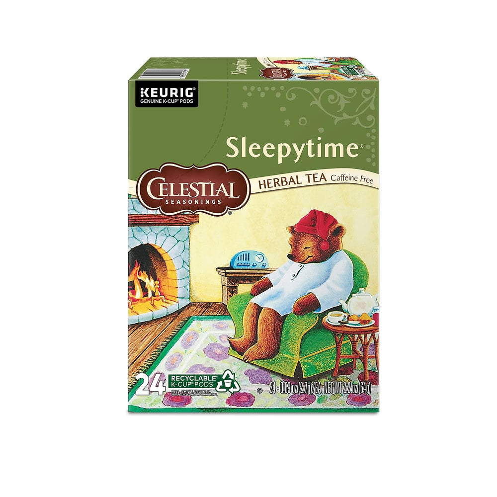 Closeup of Sleepytime pods highlighting chamomile and spearmint notes