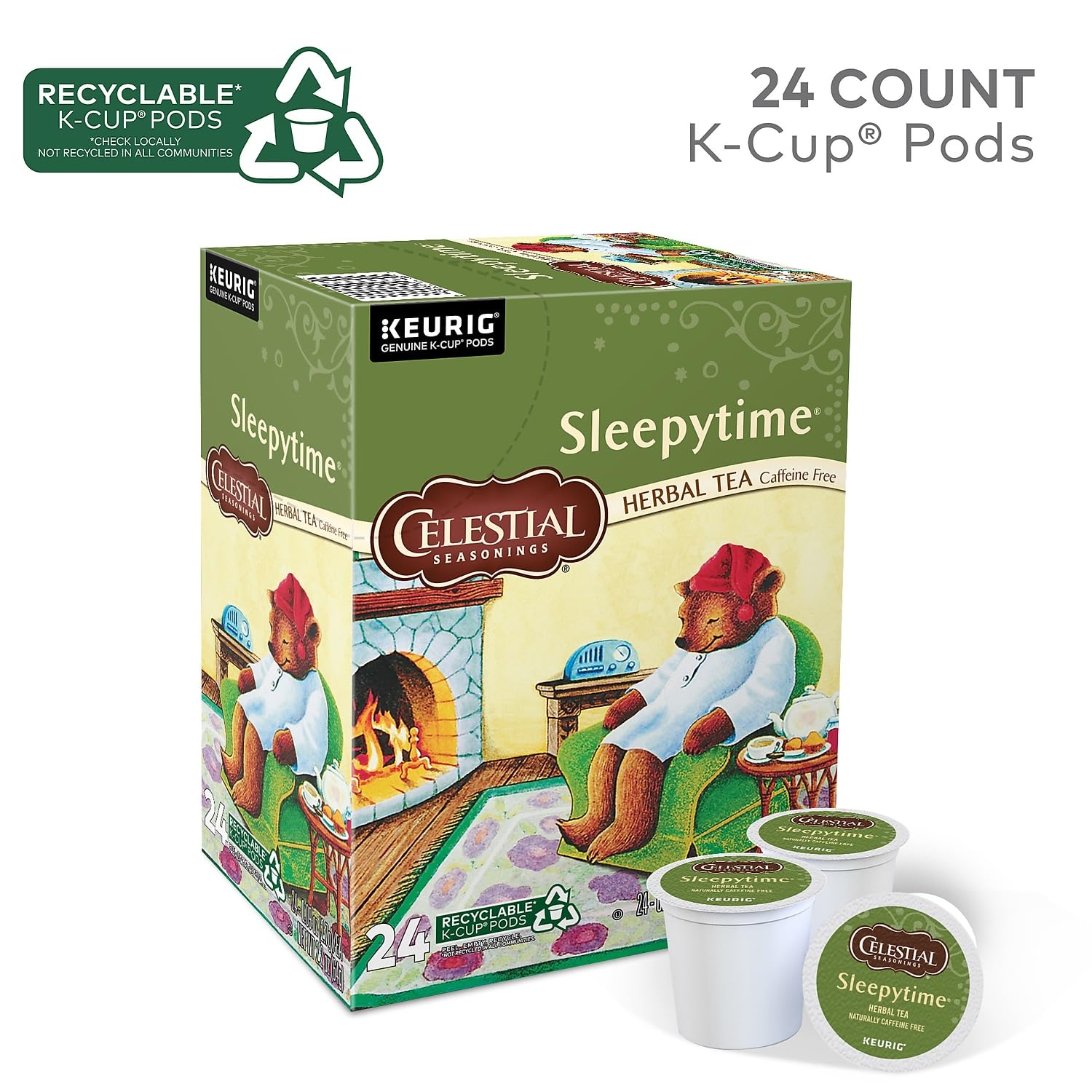 Sleepytime K-Cups pack near a cup inviting a soothing evening ritual