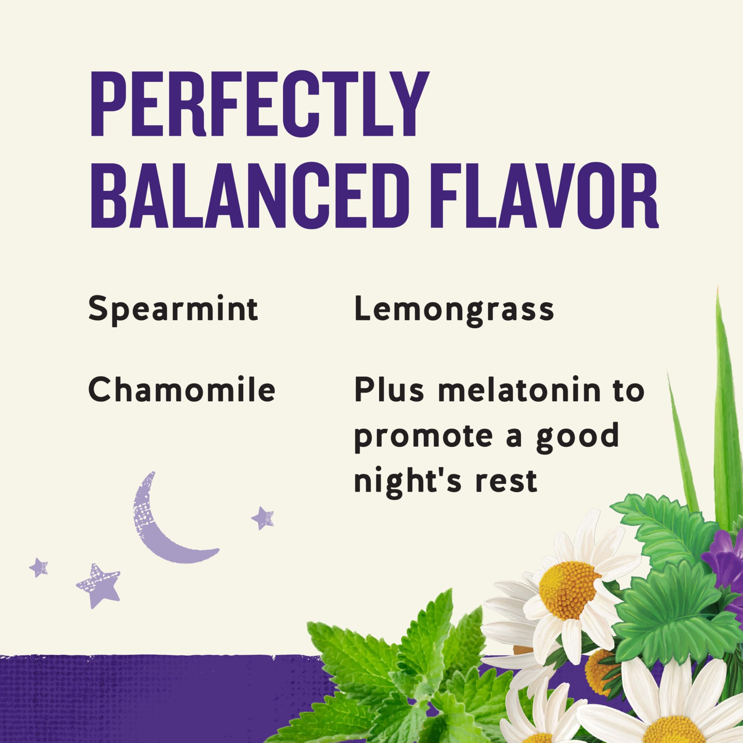 Celestial Seasonings Sleepytime Melatonin tea label on box with natural ingredients
