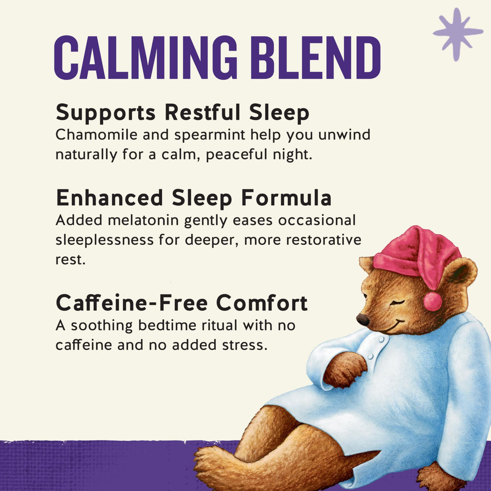 Celestial Seasonings Sleepytime Melatonin tea being poured into a mug