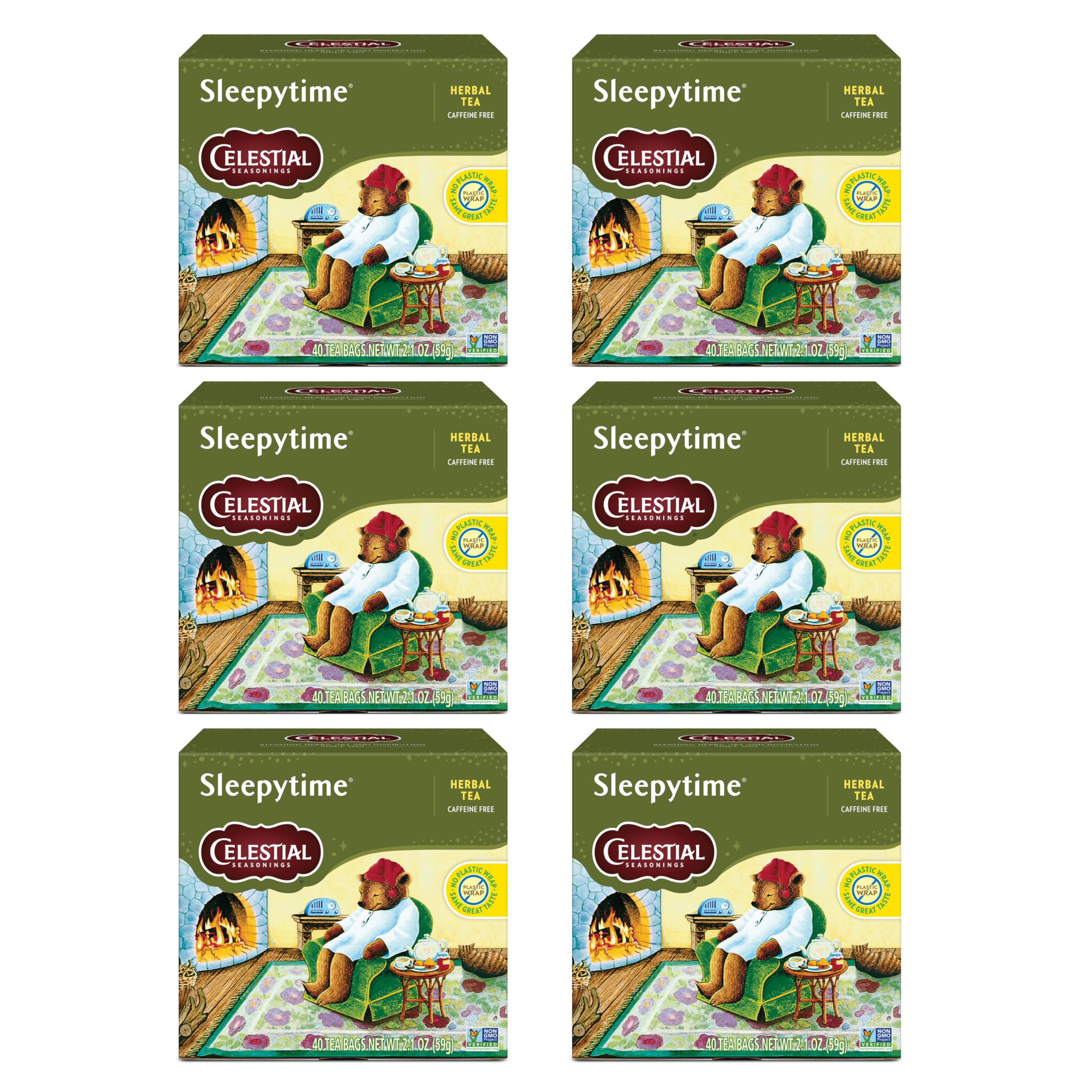 Celestial Seasonings Sleepytime tea box front for a comforting bedtime ritual
