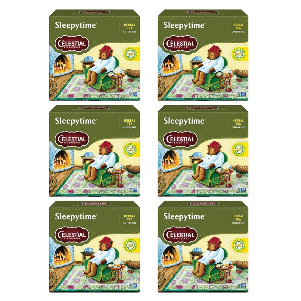 Celestial Seasonings Sleepytime tea box front for a comforting bedtime ritual