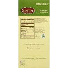 Celestial Seasonings Sleepytime tea cup steaming, perfect for unwinding after a long day.
