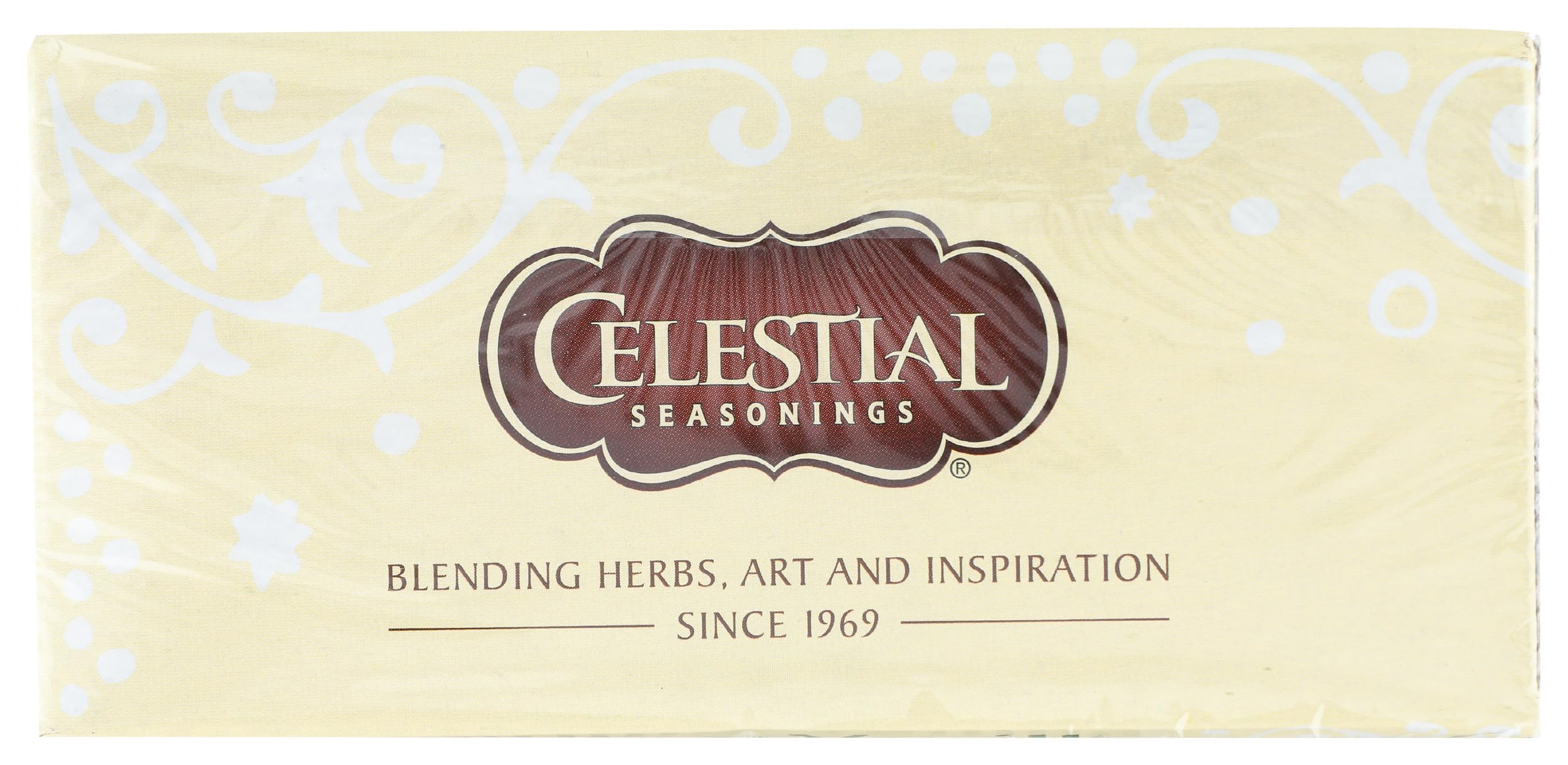 Celestial Seasonings Sleepytime Vanilla label close-up showing branding and features