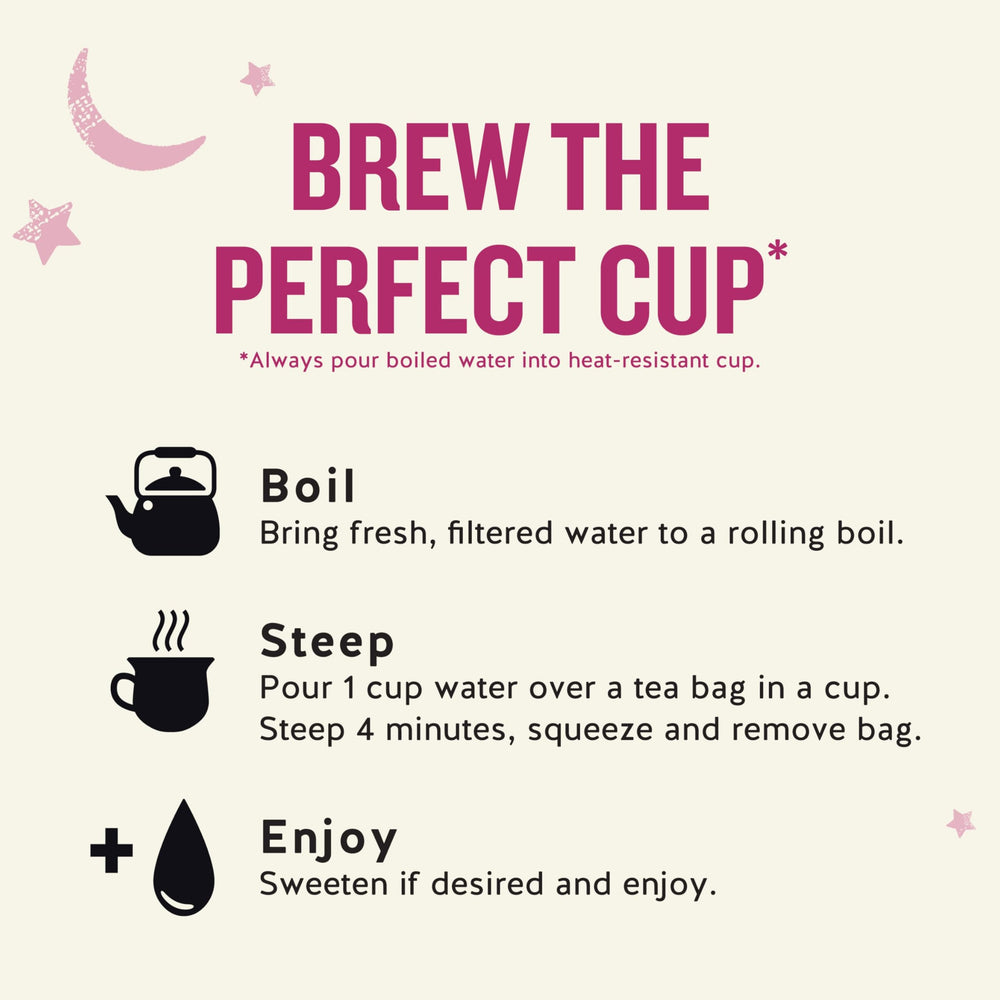 Celestial Seasonings Sleepytime Wellness steeping in hot water for 4–6 minutes