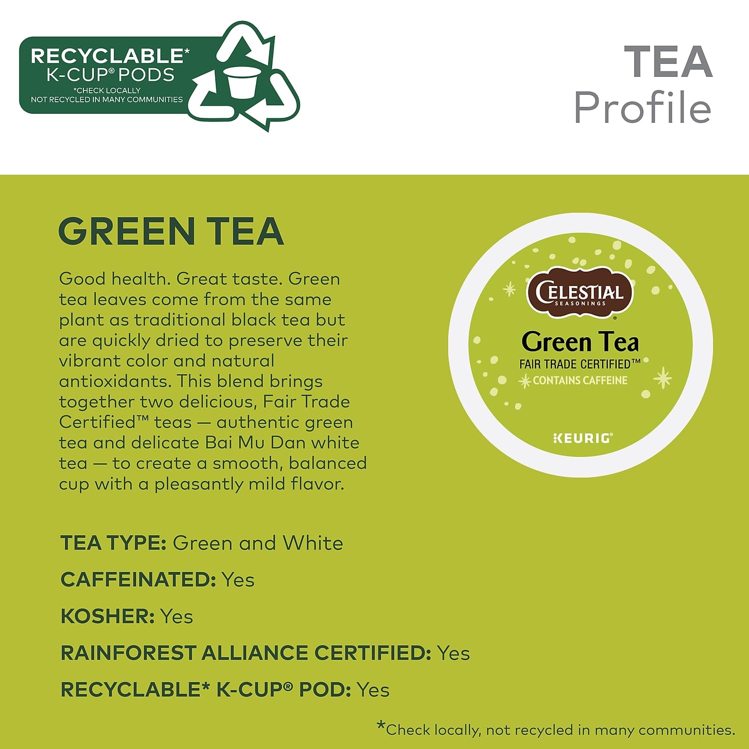 Celestial Seasonings steaming cup highlights warm color and inviting aroma.