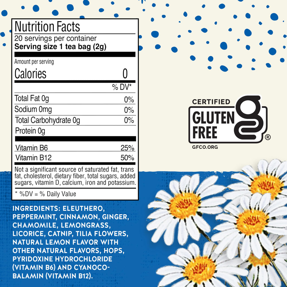 Celestial Seasonings Tension Tamer cup steeping tea releases peppermint and ginger aroma for calm sipping.