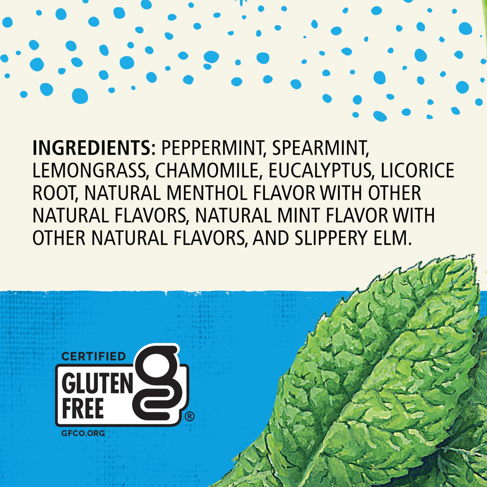A hot cup of Celestial Seasonings Throat Cooler during steeping, for soothing throat comfort.