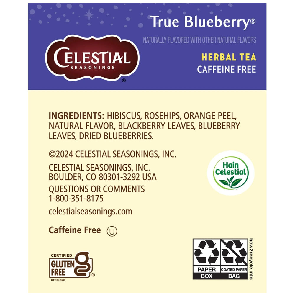Iced glass of True Blueberry tea shows refreshing color.