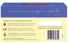 Celestial Seasonings True Blueberry tea bag close-up reveals real fruit pieces.