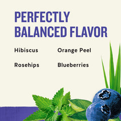 Celestial Seasonings True Blueberry tea in hot cup, inviting cozy relaxation.