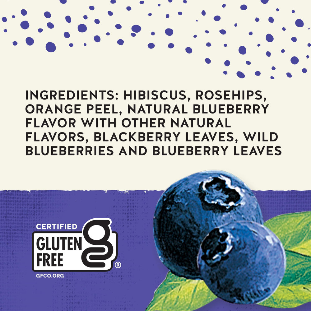 Iced True Blueberry tea over ice for a refreshing sip.