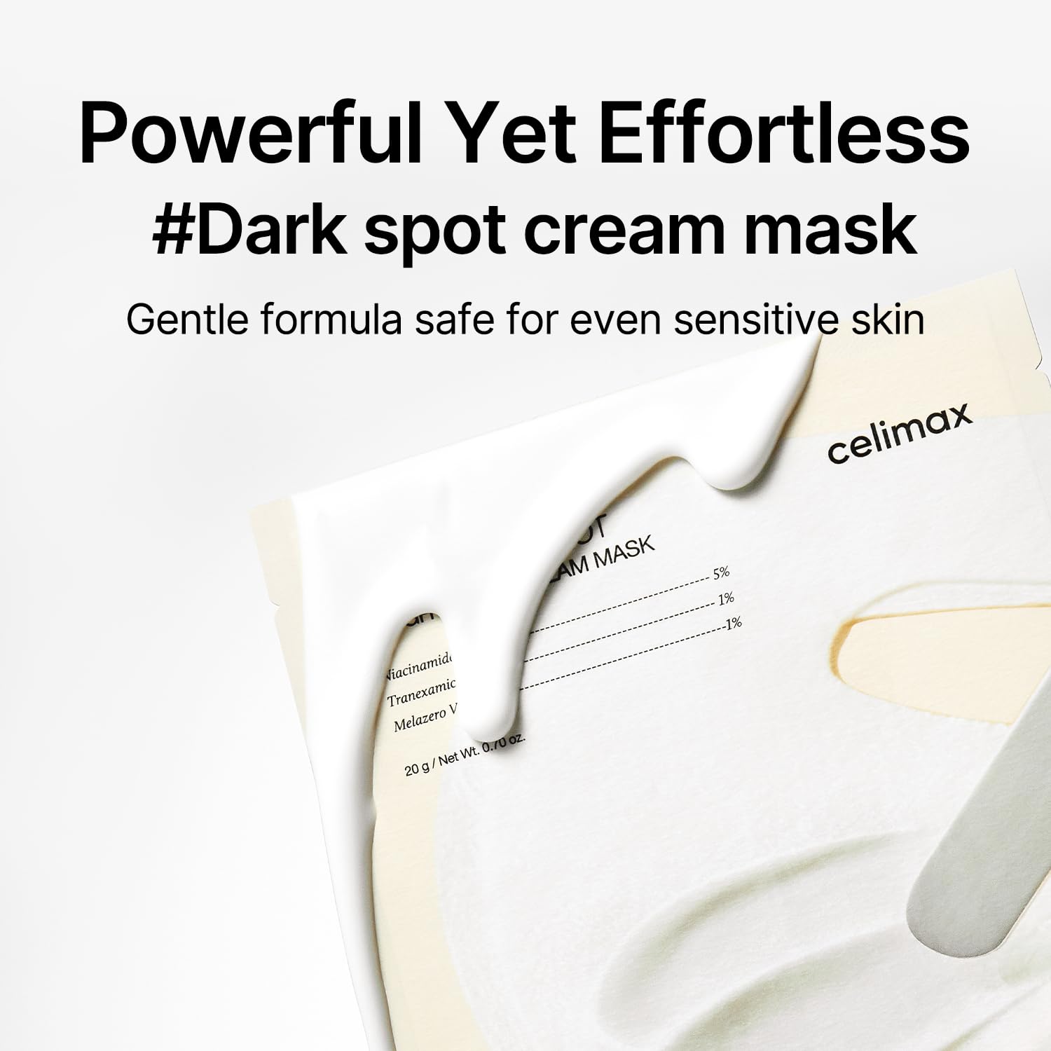 Celimax cream-mask close-up reveals rich texture for spa-like treatment at home.