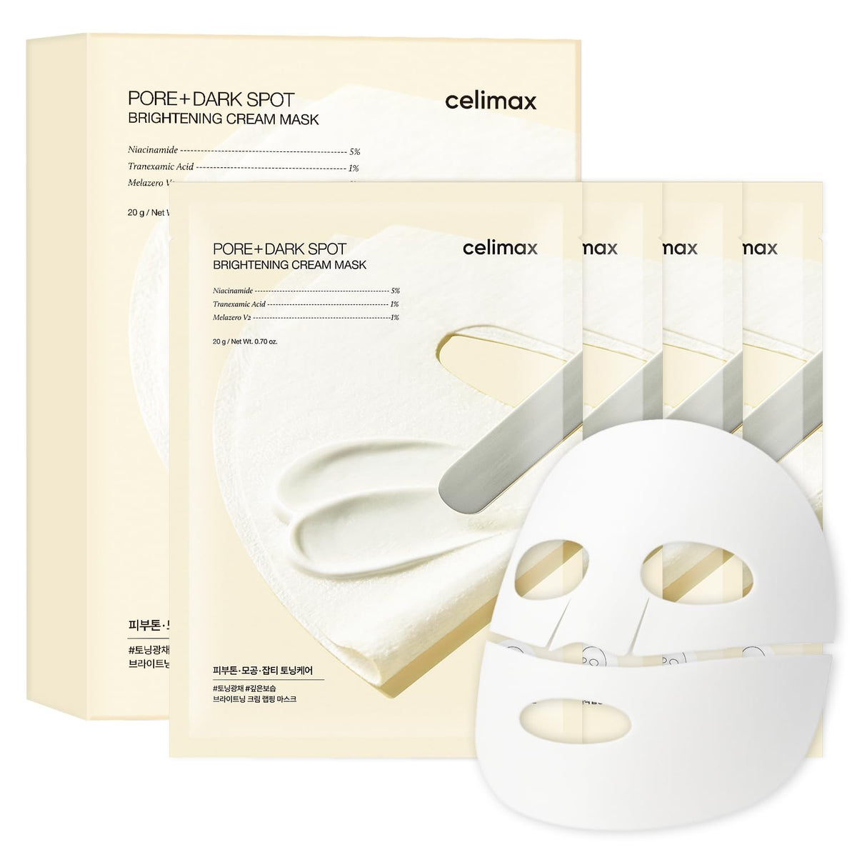 Celimax Pore+Dark Spot Cream Mask packaging highlights premium formulation for at-home care.