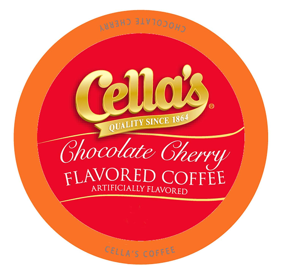 Cella's chocolate cherry coffee pod ready to brew for home or office